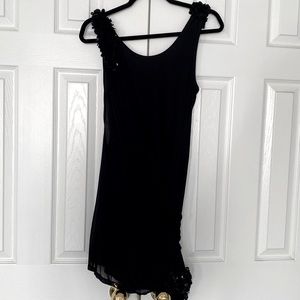 Alice + Olivia black sequin dress drape gorgeous detail size XS